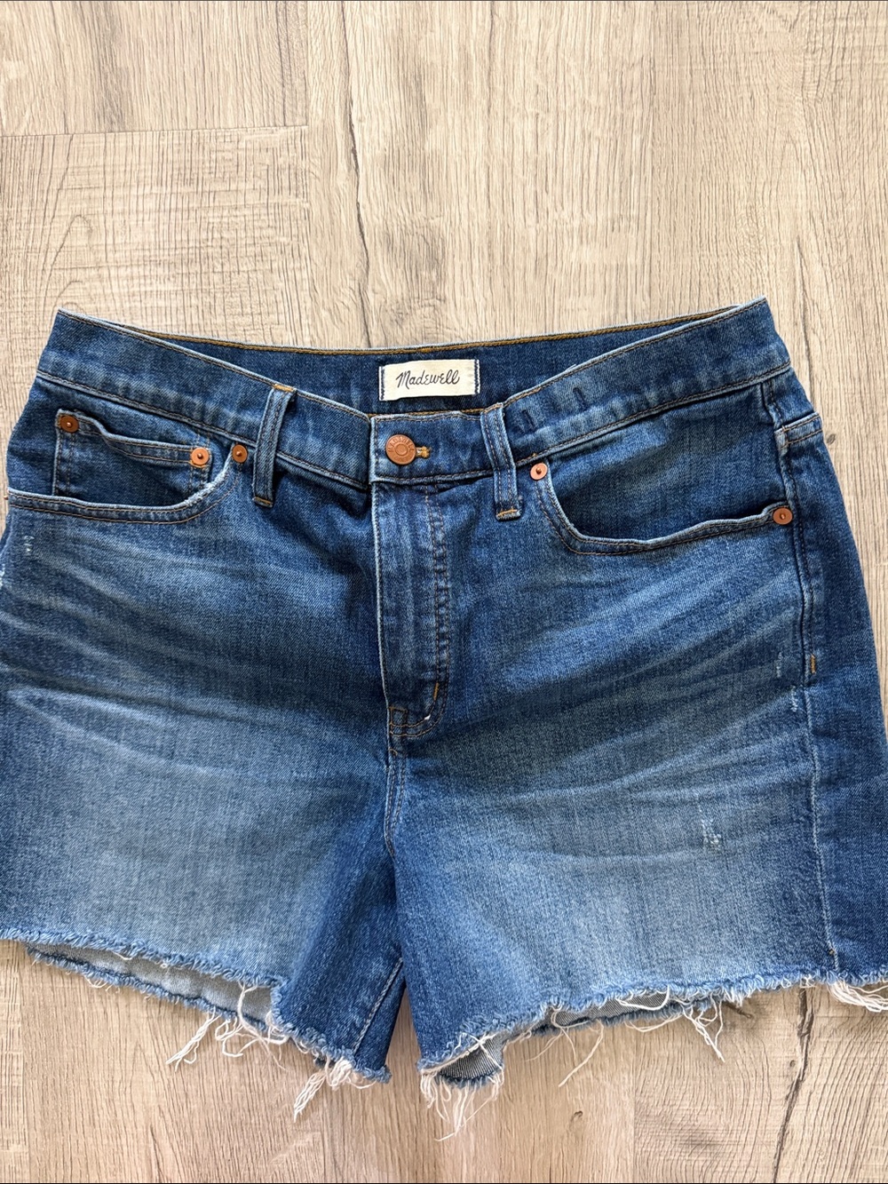 Madewell Distressed Dark Blue Denim Cutoff Shorts